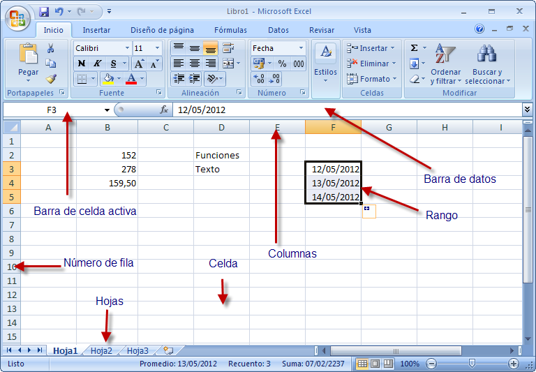 Interfaz de Excel